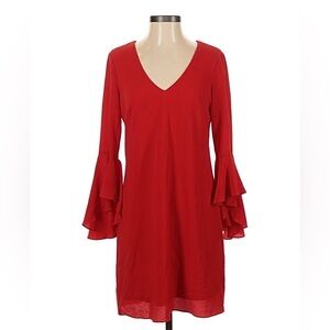 Nicole Miller Vibrant Red Long Sleeve Dress
